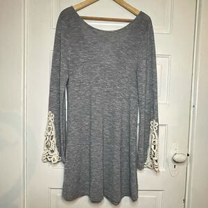 Hayden Dress w/ Lace Sleeve Detail and Cross Back